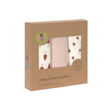 Lade das Bild in den Galerie-Viewer, SWADDLE L - LITTLE FOREST POWDER PINK - 3 STÜCK 85 x 85 cm