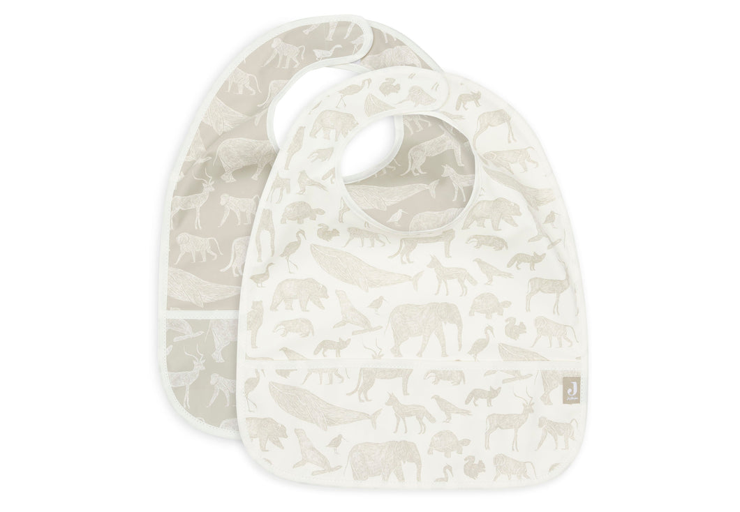 LÄTZCHEN WASSERDICHT 2 ER SET - ANIMALS OLIVE GREEN