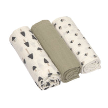 Lade das Bild in den Galerie-Viewer, SWADDLE L - LITTLE FOREST OLIVE - 3 STÜCK 85 x 85 cm
