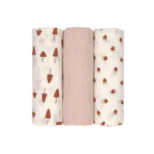 Lade das Bild in den Galerie-Viewer, SWADDLE L - LITTLE FOREST POWDER PINK - 3 STÜCK 85 x 85 cm
