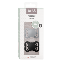 Lade das Bild in den Galerie-Viewer, BIBS &quot;SUPREME&quot; SCHNULLER - 2ER PACK cloud/schwarz

