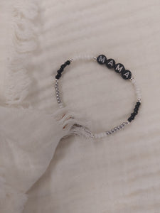 MAMA - ARMBAND SCHWARZ, WEISS, SILBER