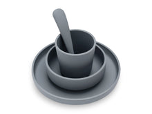 Lade das Bild in den Galerie-Viewer, KINDERGESCHIRR- SET SILIKON 4- TLG: - GRAU
