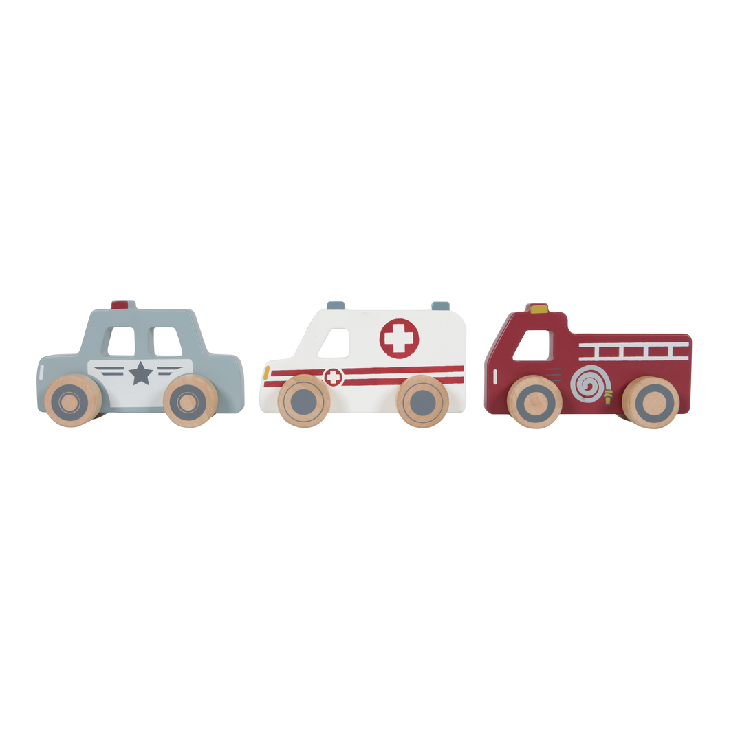 EINSATZFAHRZEUGE HOLZ - 3-ER SET